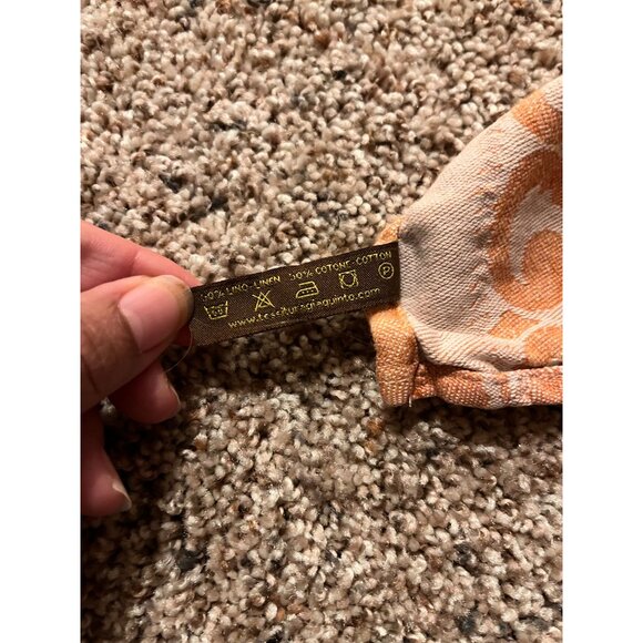 Giauinto Tessitura Vintage Linen Orange/Peach Bee/Wasp Table Cloth - Picture 3 of 3